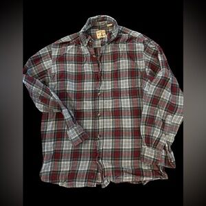Plaid Flannel Shirt - Red and Gray Size Large Grunge Cold Weather  SKU 10
